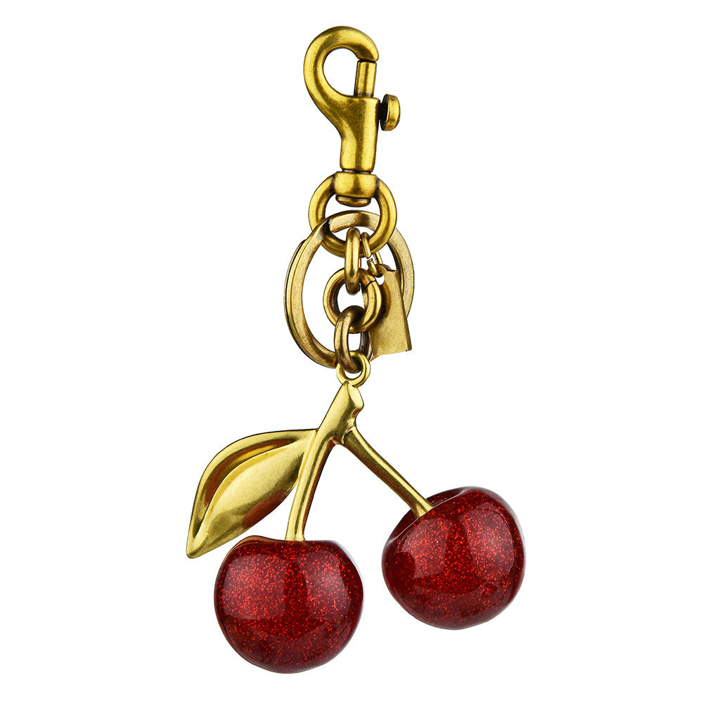 Cherry Keychain Bag Charm – Cute Metal Cherry Pendant for Handbags & Keys